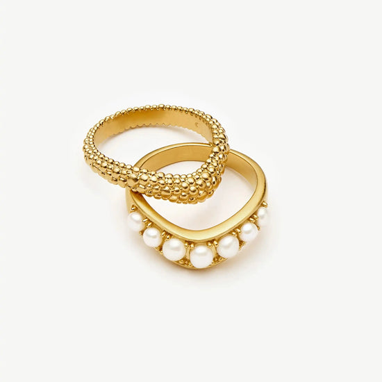 Pearl Baya Stacking Ring Set | 18ct Gold Plated/Pearl Rings Missoma 