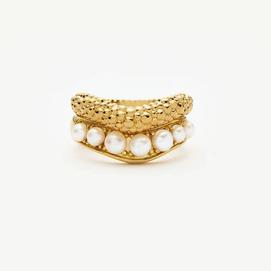 Pearl Baya Stacking Ring Set | 18ct Gold Plated/Pearl Rings Missoma 