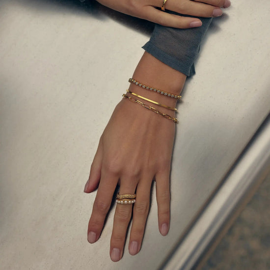 Pearl Baya Stacking Ring Set | 18ct Gold Plated/Pearl Rings Missoma 