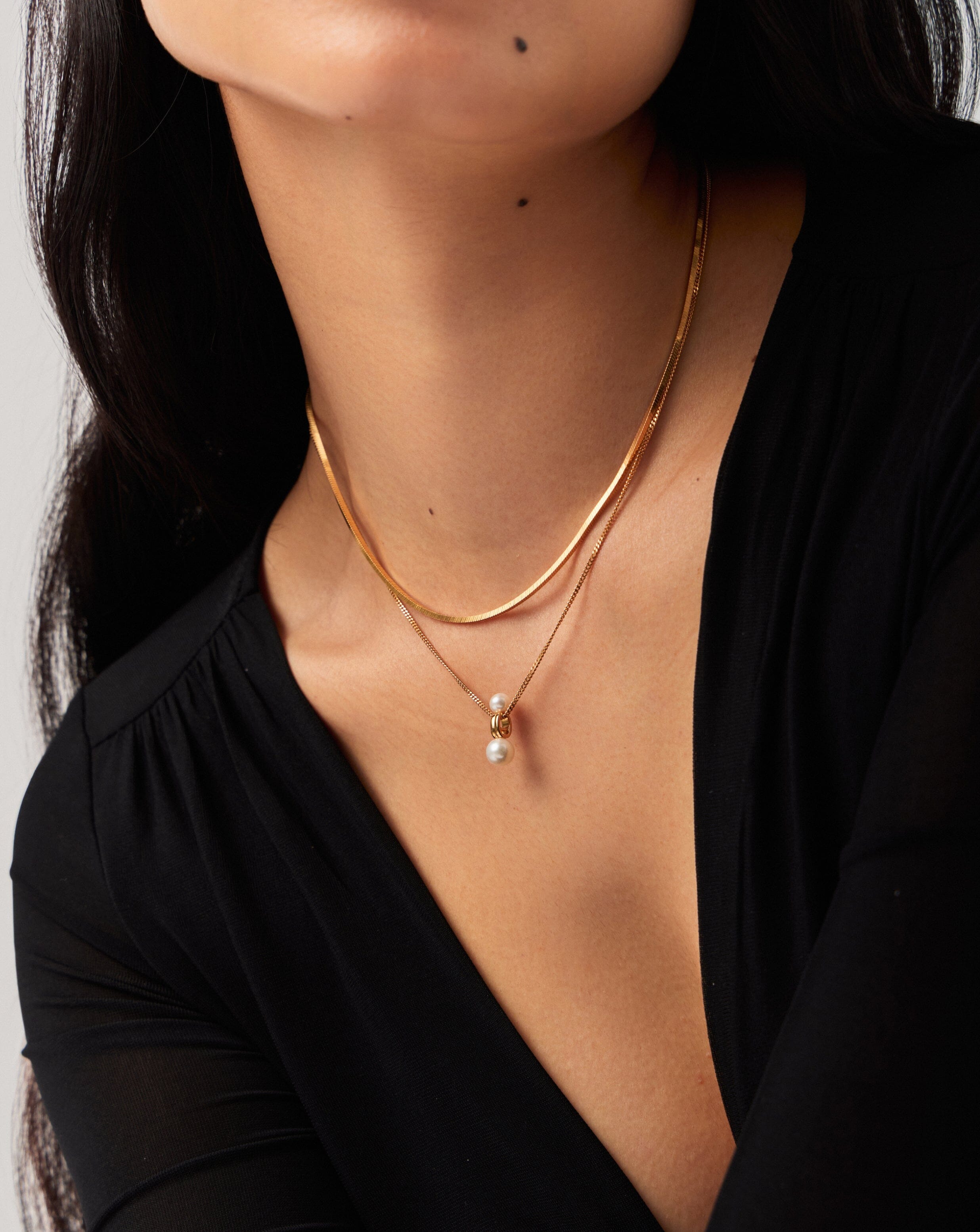 Pearl Ridge Pendant Chain Necklace | 18ct Gold Plated Vermeil/Pearl Necklaces Missoma 