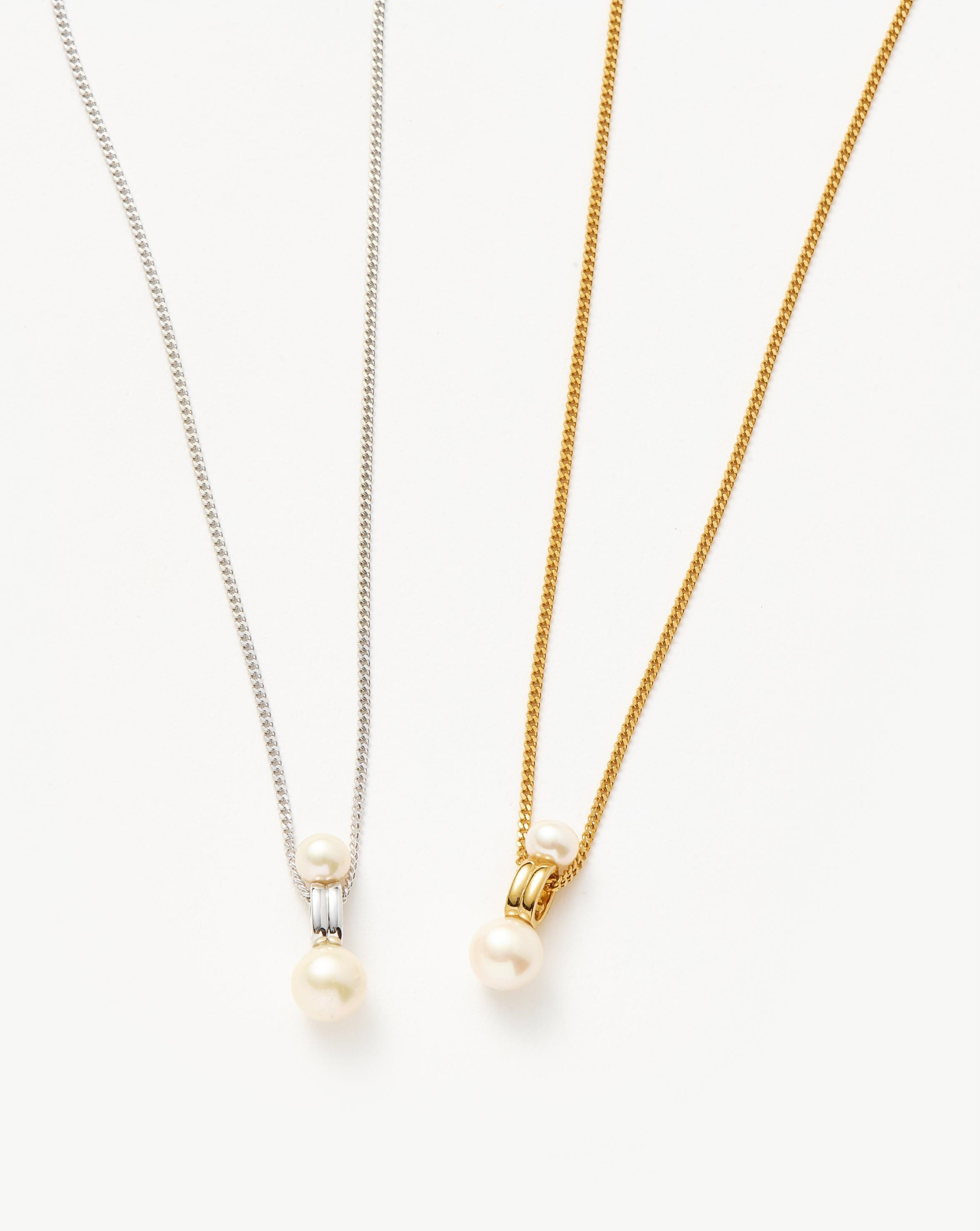 Pearl Ridge Pendant Chain Necklace | 18ct Gold Plated Vermeil/Pearl Necklaces Missoma 