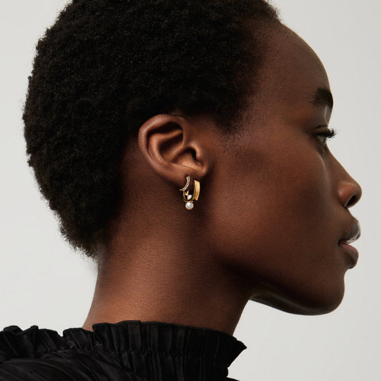 Pearl Square & Pave Small Hoop Earring Set | 18ct Gold Vermeil Cubic Zirconica Pearl Earrings Missoma 