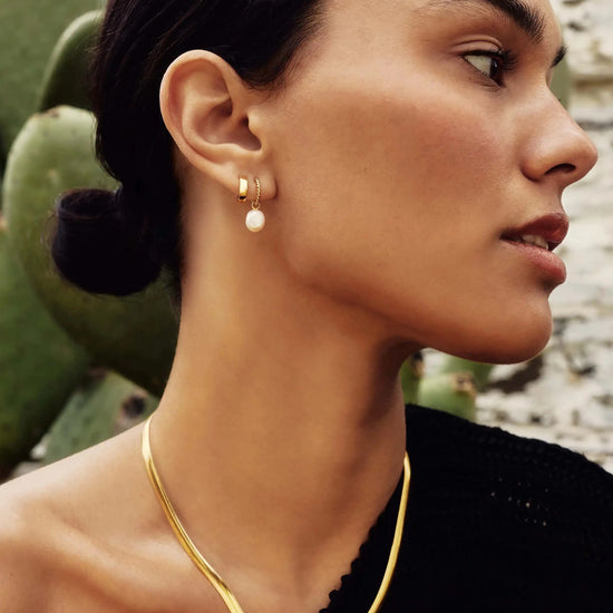 Pearl Twisted Small Drop Hoop Earrings | Gold Plated Vermeil/Pearl Earrings Missoma 