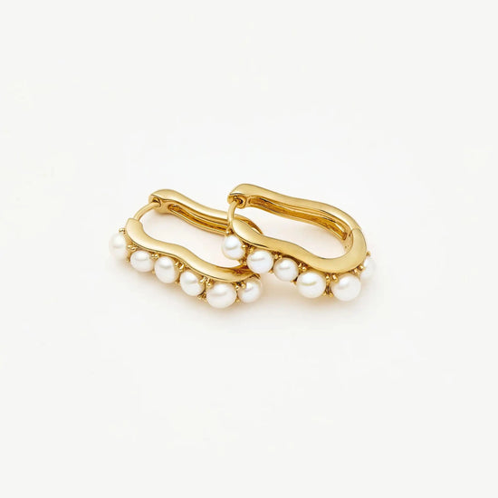 Pearl Wave Small Hoop Earrings | 18ct Gold Plated/Pearl Earrings Missoma 