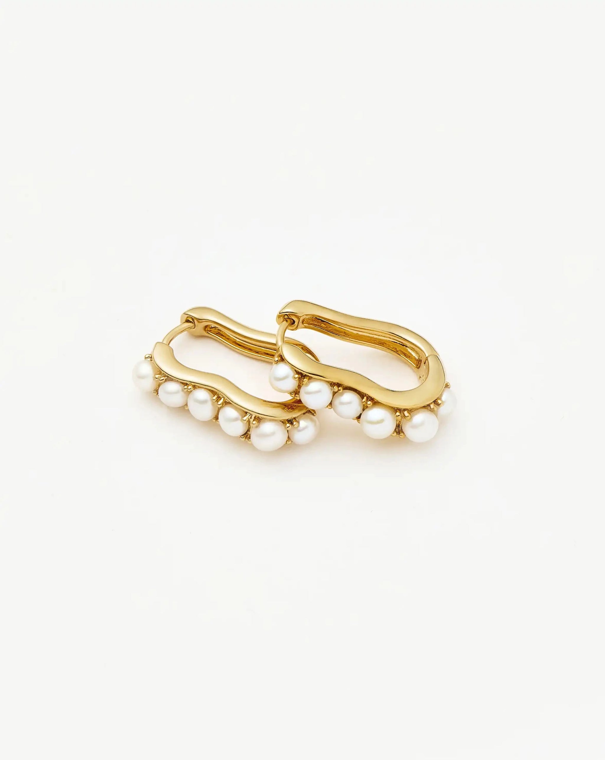 Pearl Wave Small Hoop Earrings | 18ct Gold Plated/Pearl Earrings Missoma 