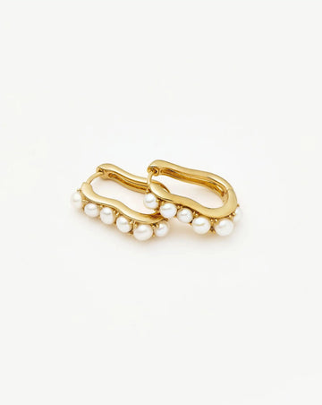 Pearl Wave Small Hoop Earrings | 18ct Gold Plated/Pearl Earrings Missoma 