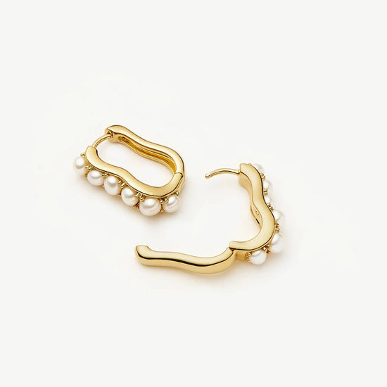 Pearl Wave Small Hoop Earrings | 18ct Gold Plated/Pearl Earrings Missoma 
