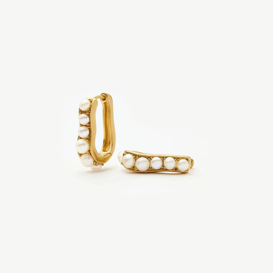 Pearl Wave Small Hoop Earrings | 18ct Gold Plated/Pearl Earrings Missoma 