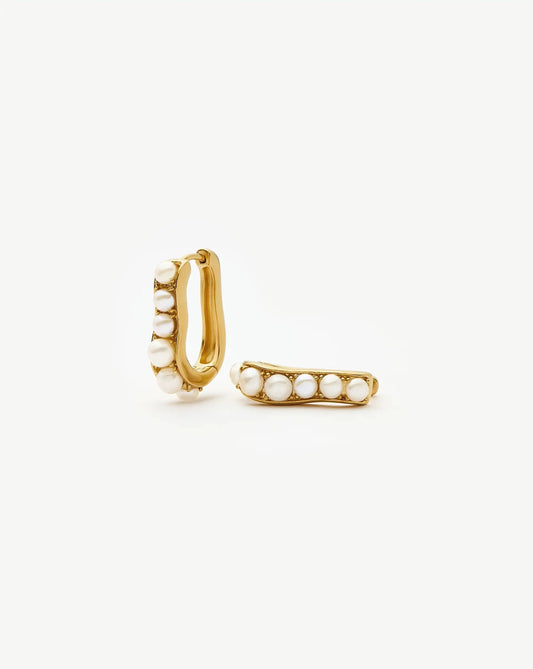 Pearl Wave Small Hoop Earrings | 18ct Gold Plated/Pearl Earrings Missoma 