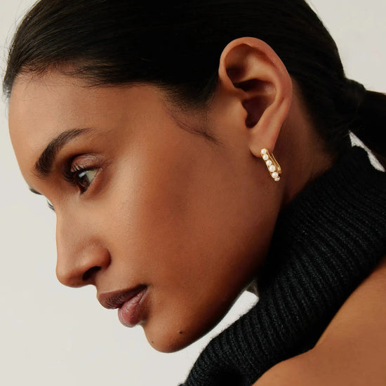 Pearl Wave Small Hoop Earrings | 18ct Gold Plated/Pearl Earrings Missoma 