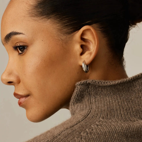 Pebble Hinged Hoop Earrings | Platinum Plated Earrings Missoma 