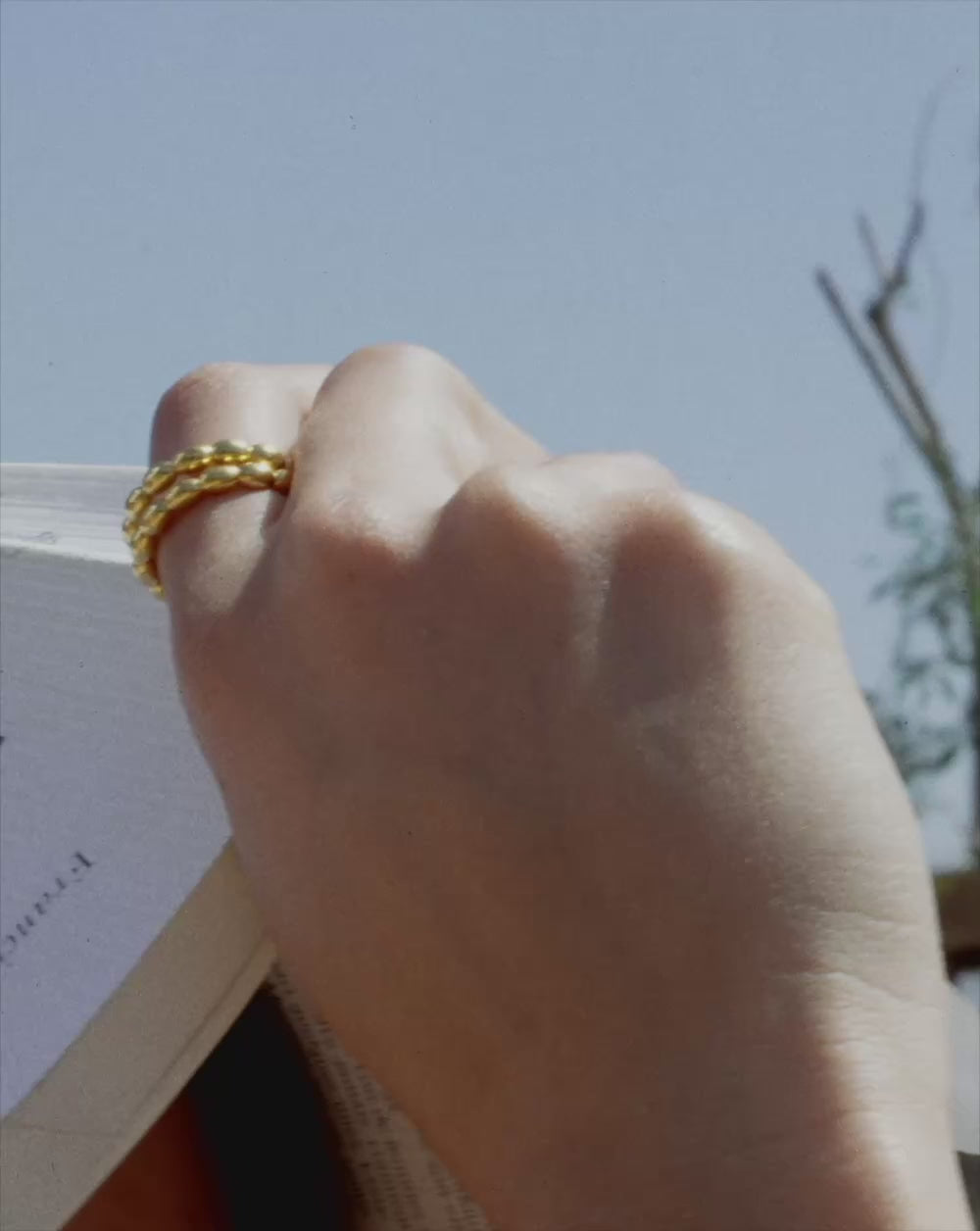 Molten Olive Stacked Ring | 18ct Gold Plated
