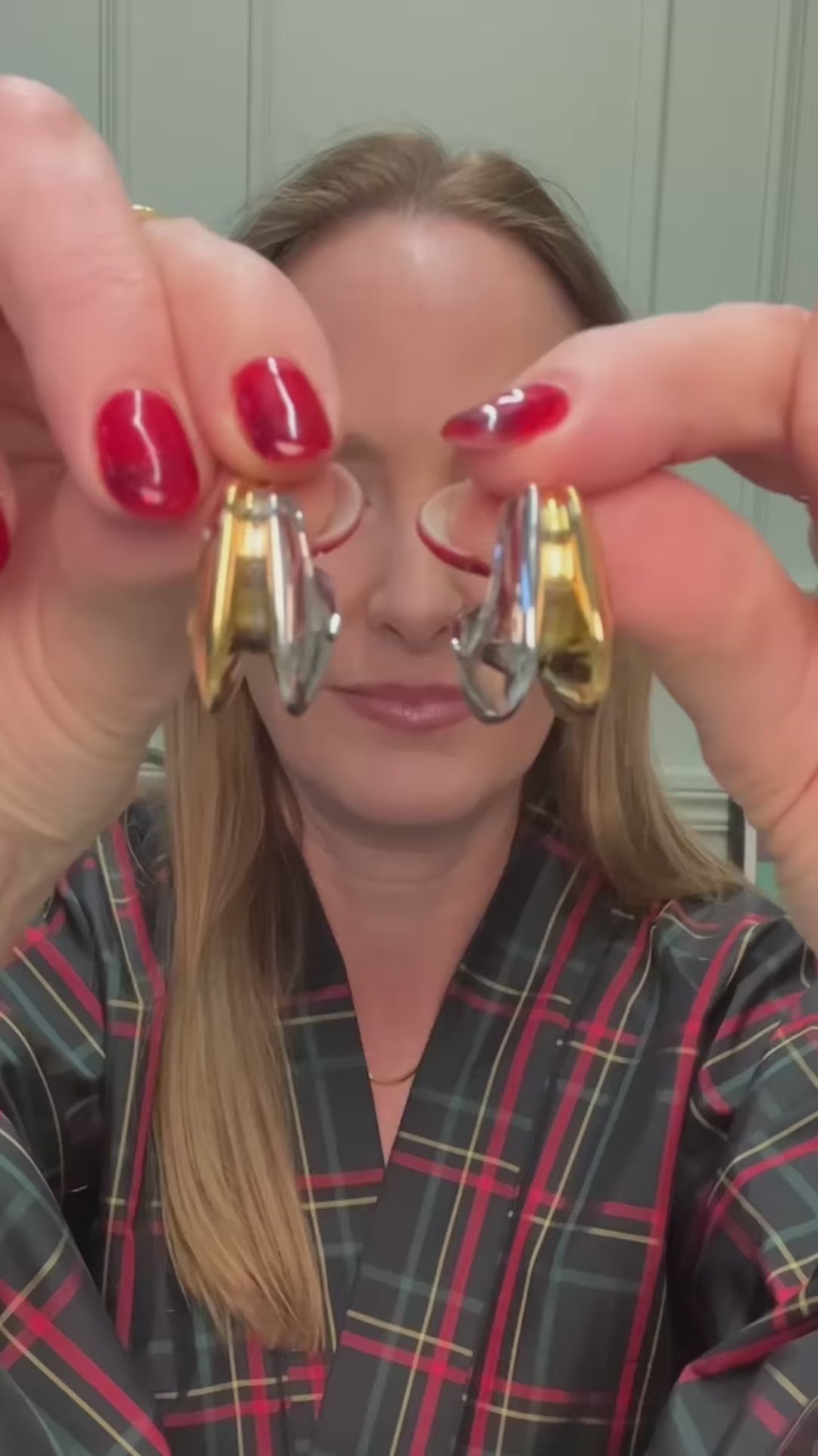 Hera Dome Double Ridge Medium Hoop Earrings | Mixed Metal Earrings Missoma 