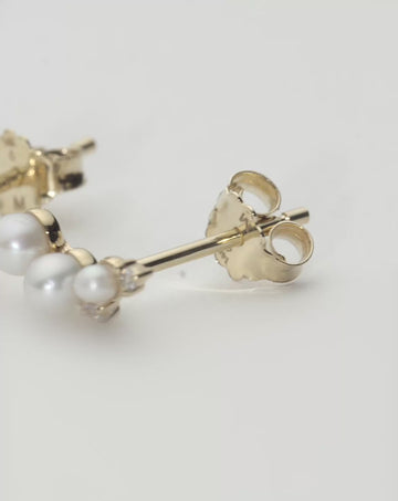 Solid Gold Diamond & Pearl Mini Climber Stud Earrings | 14ct Solid Gold/Pearl Earrings Missoma 