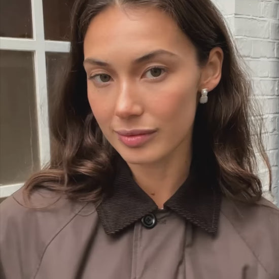 Square Pearl Small Stud Earrings | Silver Plated Missoma 