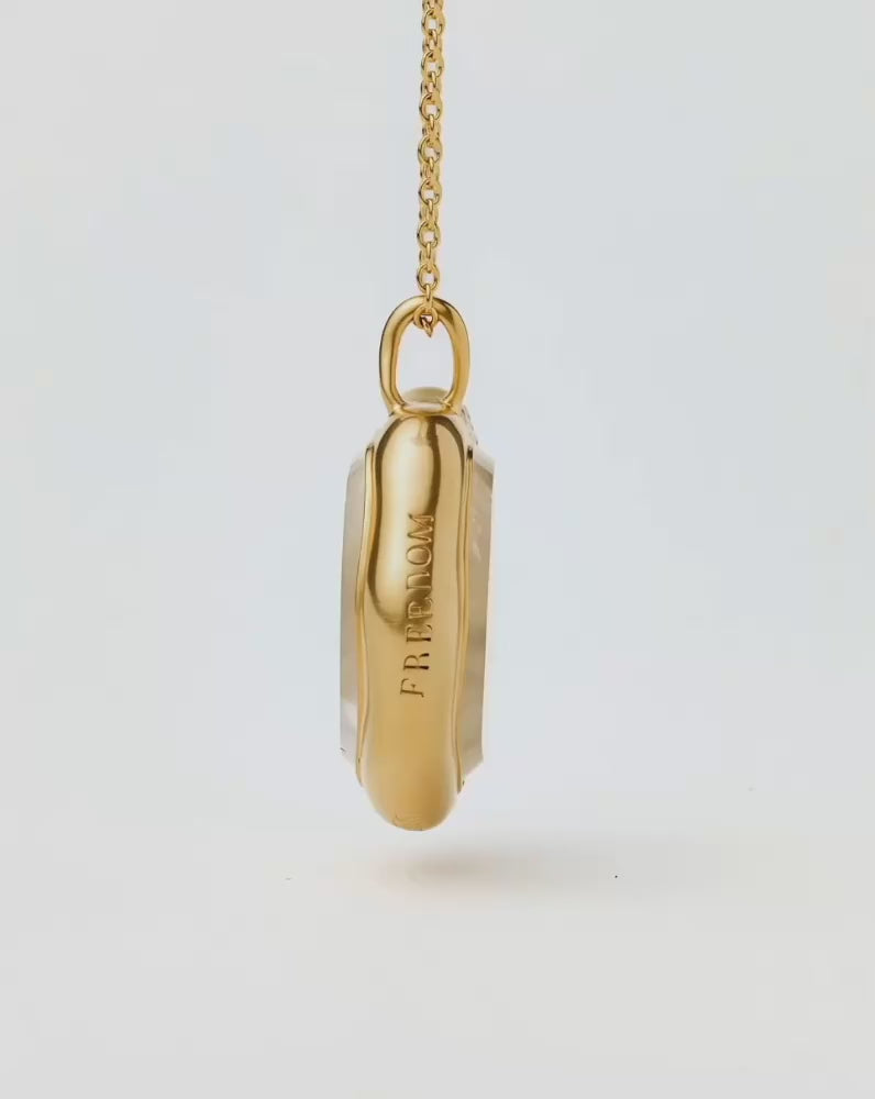 Harris Reed Taking Flight Mini Pendant Necklace | 18ct Gold Plated/Crystal Quartz, Cubic Zirconia