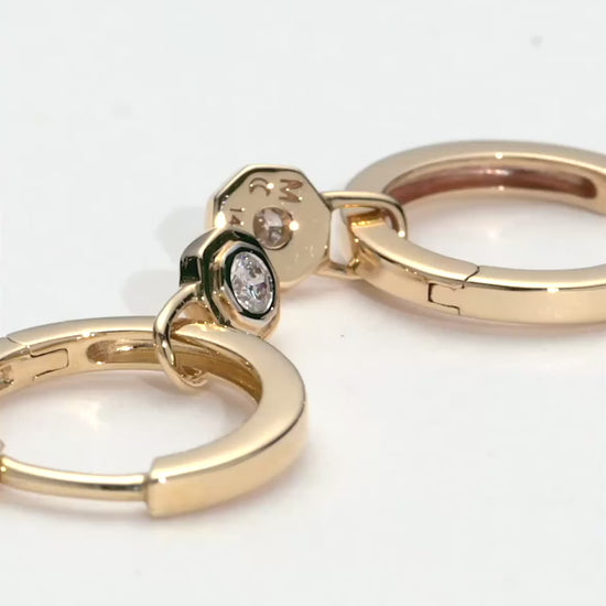 Lucy Williams Fine Diamond Drop Huggies | 14ct Yellow Gold Earrings Missoma 