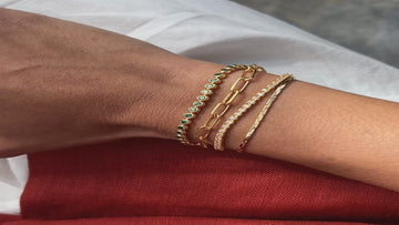 Tennis Round Bracelet | 18ct Gold Vermeil/Emerald Green Nano-crystal Bracelets Missoma 