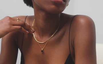 Lucy Williams Square Onyx Gemstone Necklace | 18ct Gold Plated Vermeil/Black Onyx Necklaces Missoma 