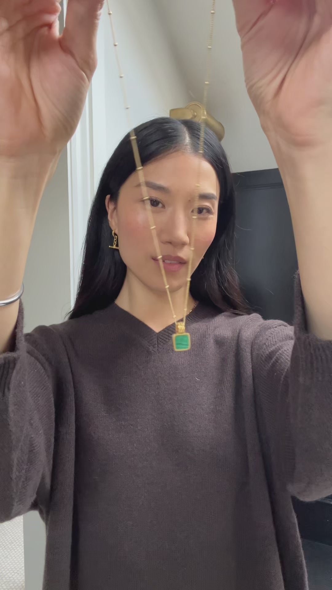 Lucy Williams Square Malachite Necklace | 18ct Gold Vermeil/Malachite