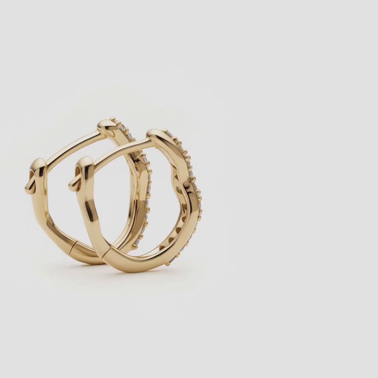 Solid Gold Diamond Molten Snow Huggie Earrings | 9ct Solid Yellow Gold/Lab Grown Diamonds Earrings Missoma 