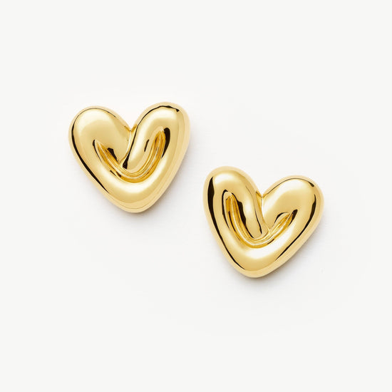 Puffy Heart Oversized Stud Earrings | 18ct Gold Plated Earrings Missoma 