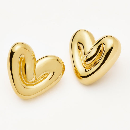 Puffy Heart Oversized Stud Earrings | 18ct Gold Plated Earrings Missoma 