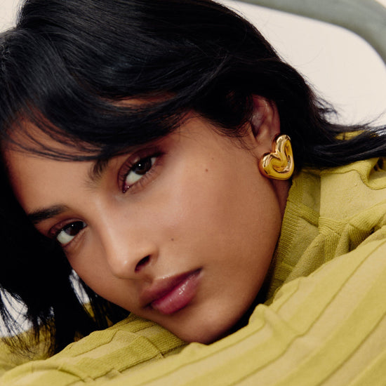 Puffy Heart Oversized Stud Earrings | 18ct Gold Plated Earrings Missoma 