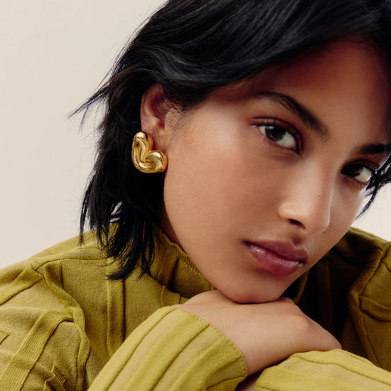 Puffy Heart Oversized Stud Earrings | 18ct Gold Plated Earrings Missoma 