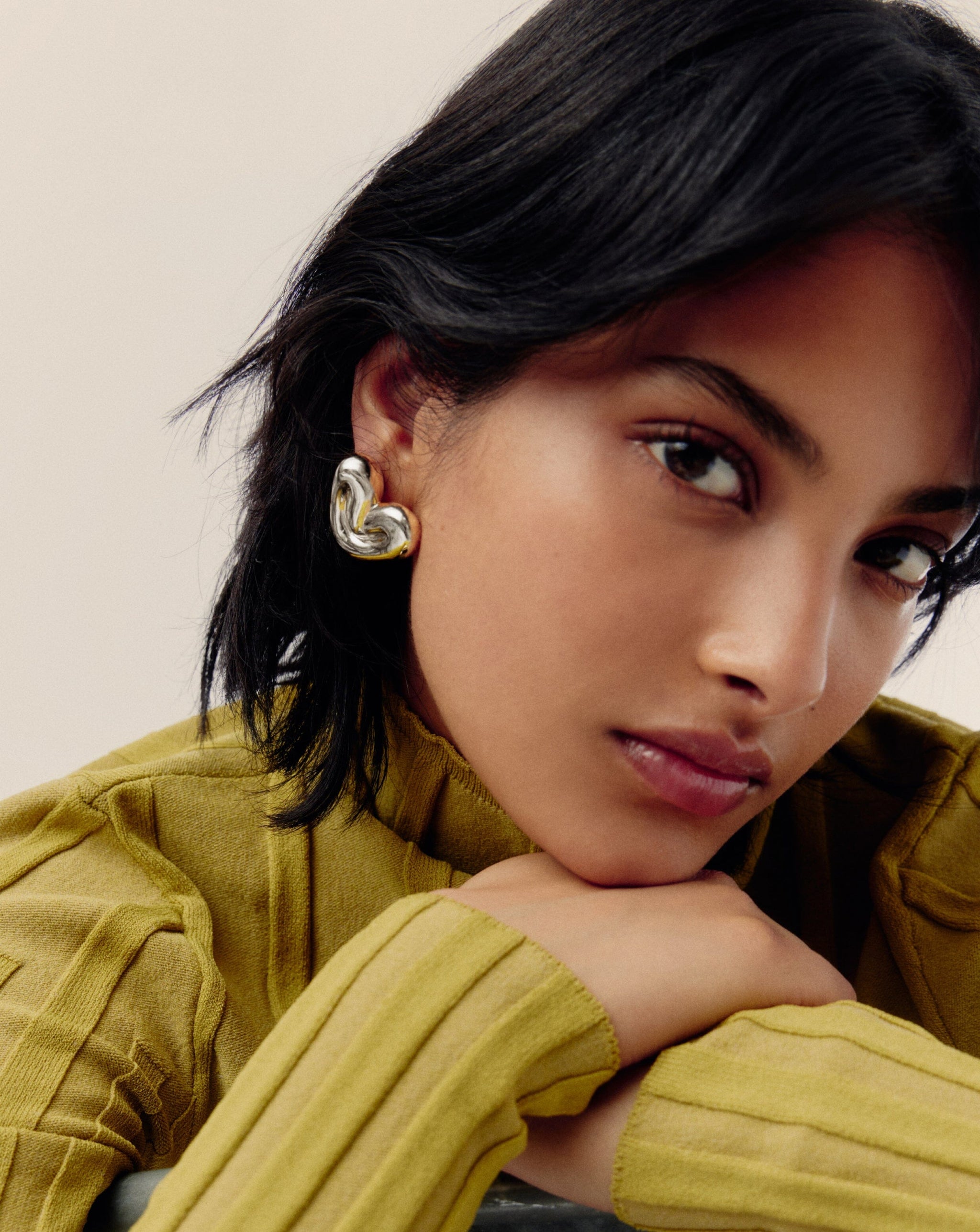 Puffy Heart Oversized Stud Earrings | Silver Plated Earrings Missoma 