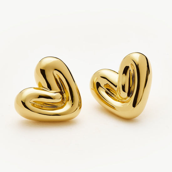 Puffy Heart Stud Earrings | 18ct Gold Plated Earrings Missoma 