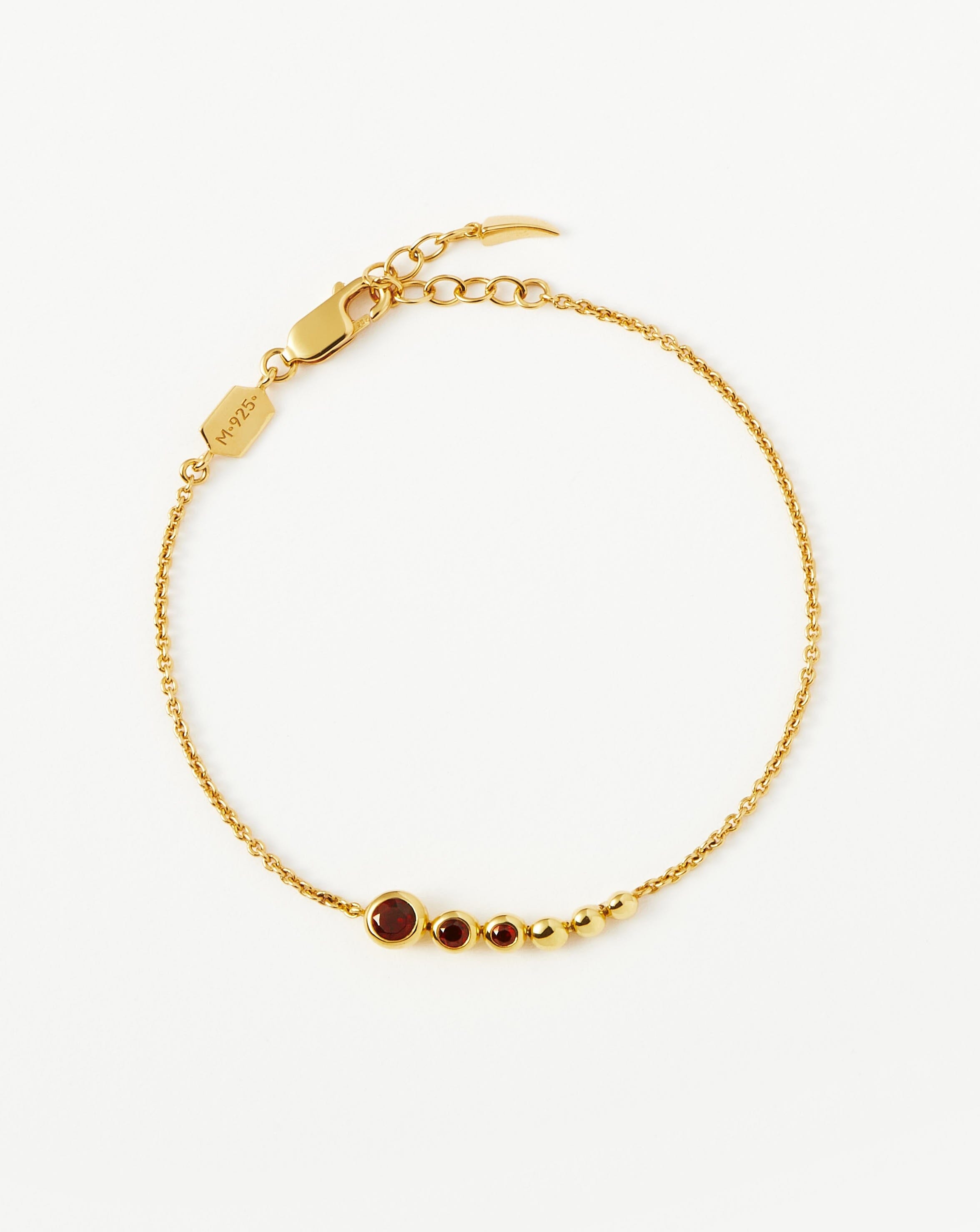 Reversible Beaded Red Garnet Gemstone Chain Bracelet | 18ct Gold Plated Vermeil/Garnet Bracelets Missoma 
