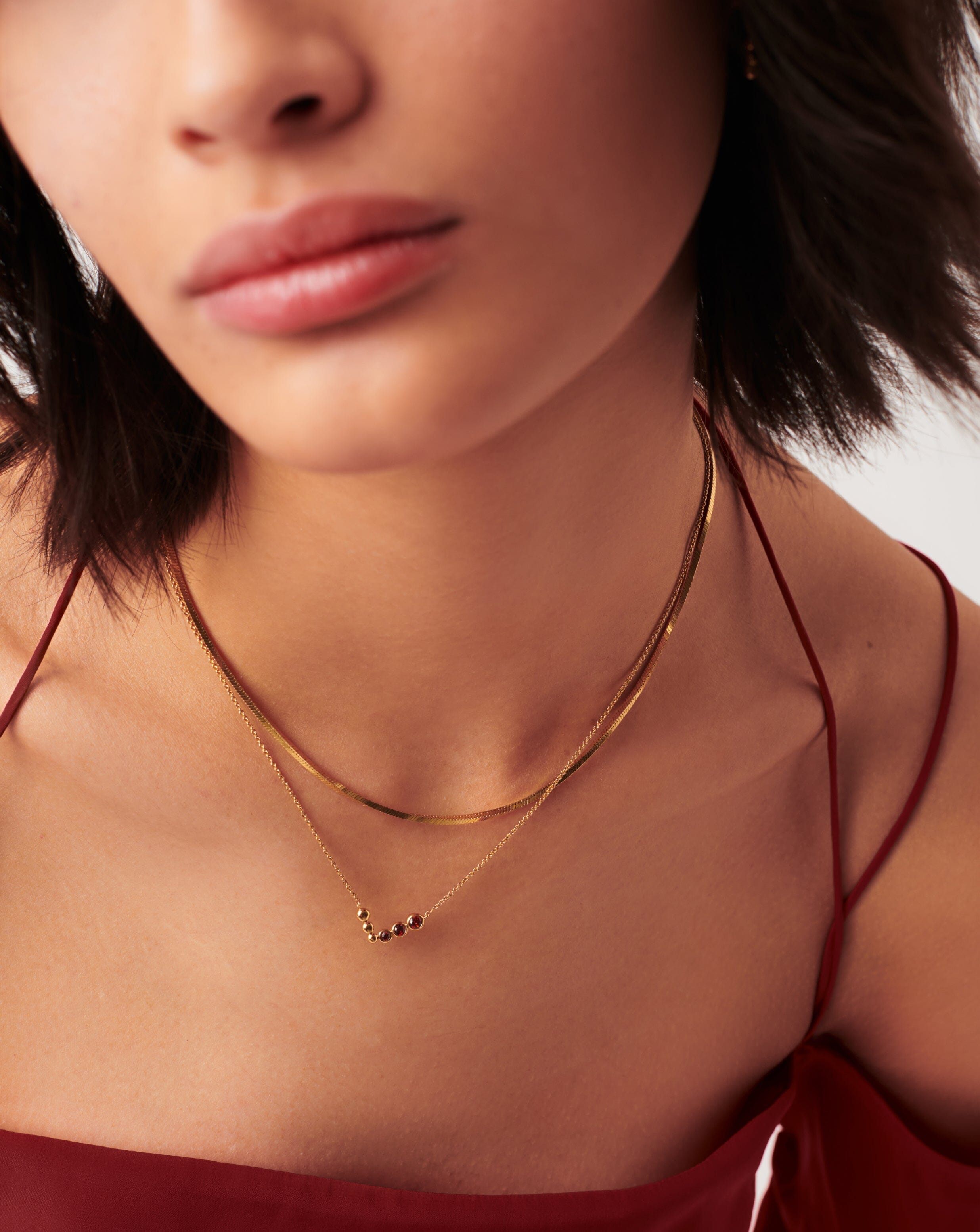 Red garnet stone shop necklace