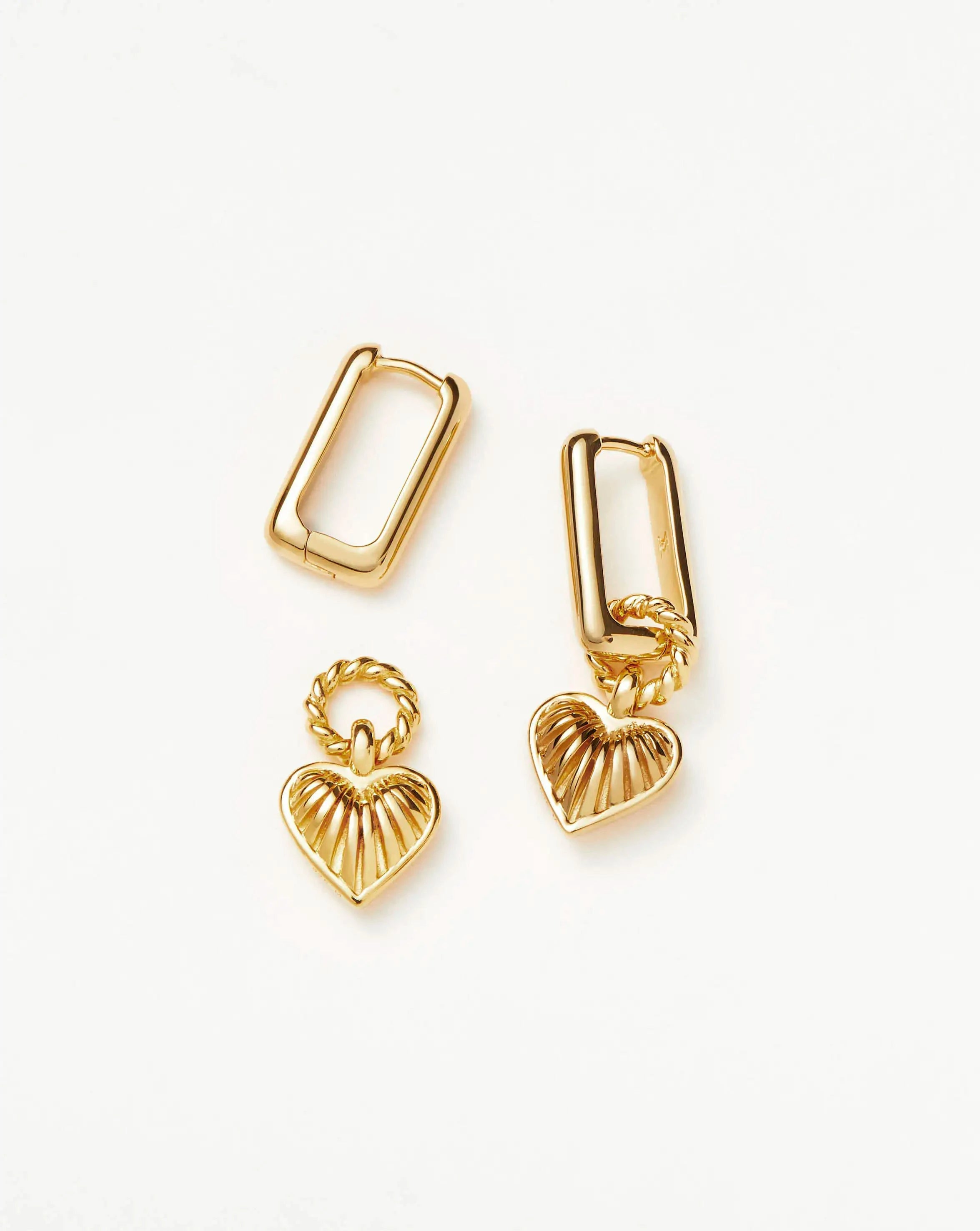 Ridge Heart Charm Earrings | 18ct Gold Plated Earrings Missoma 