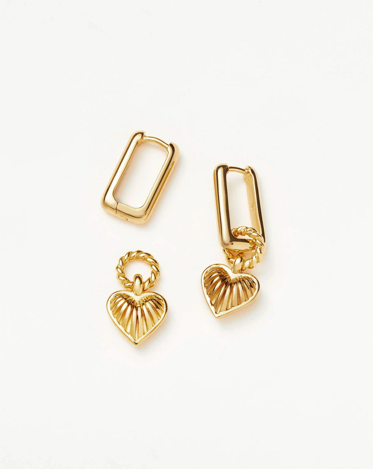 Ridge Heart Charm Earrings | 18ct Gold Plated Earrings Missoma 