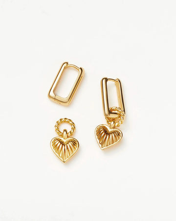 Ridge Heart Charm Earrings | 18ct Gold Plated Earrings Missoma 