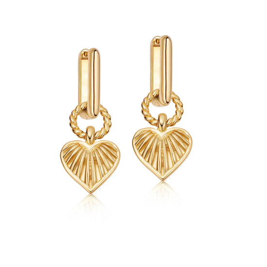 Ridge Heart Charm Earrings | 18ct Gold Plated Earrings Missoma 