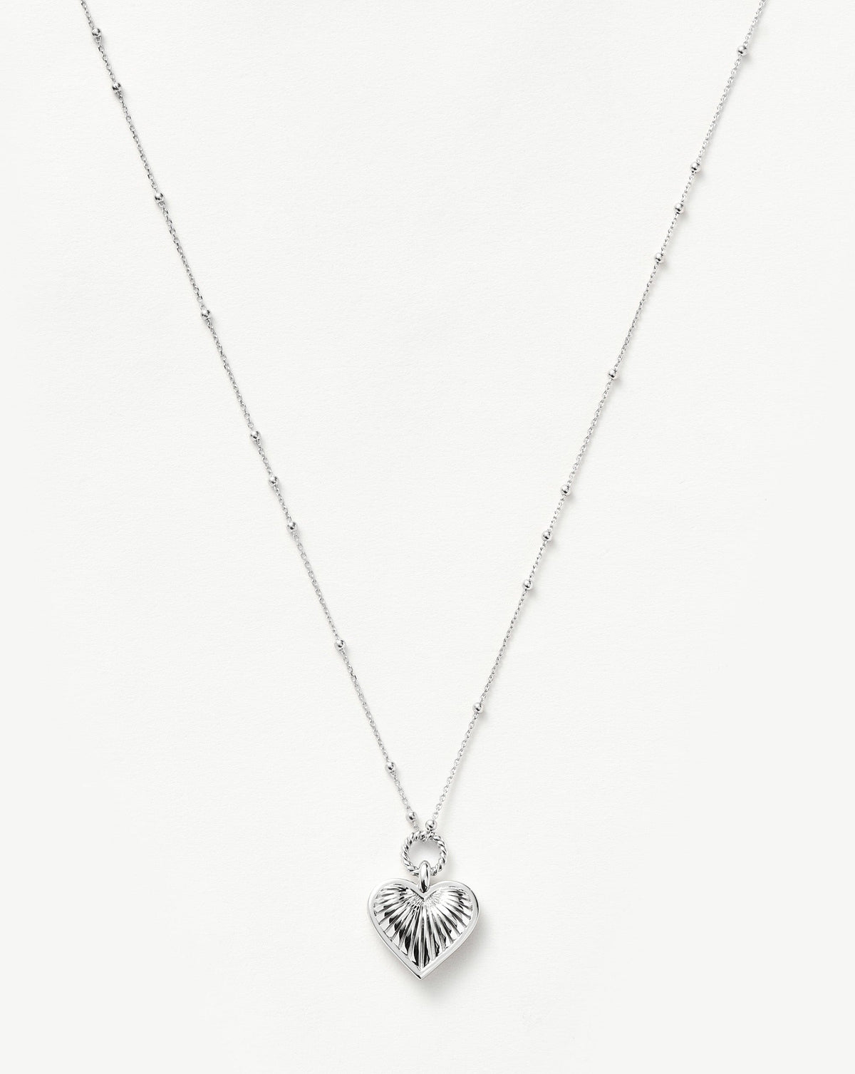 Ridge Heart Charm Pendant Necklace Plated