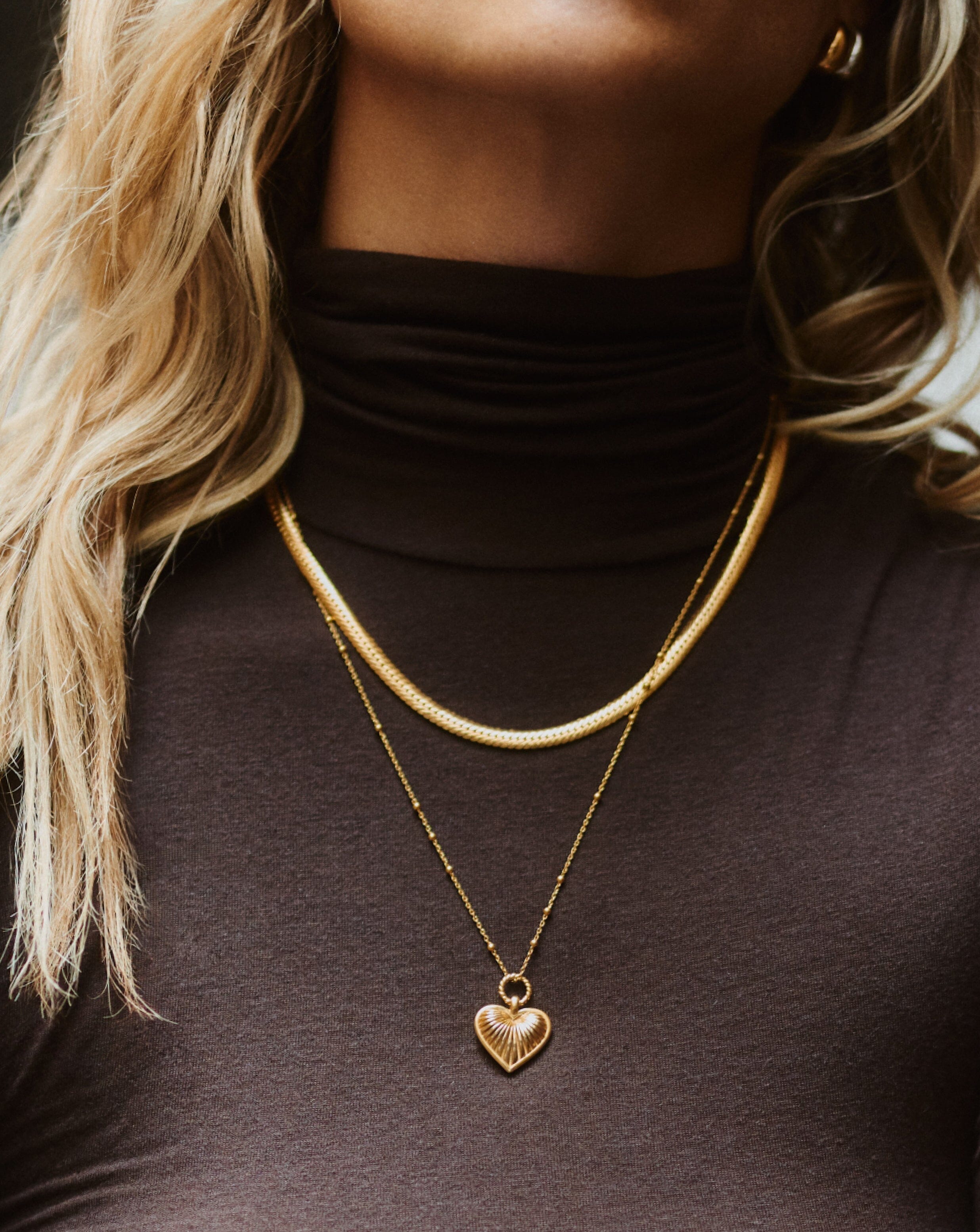 Missoma UK - 20% Off Everything This Weekend 5 Ridge Heart Charm Pendant Necklace | 18ct Gold Plated Necklaces Missoma