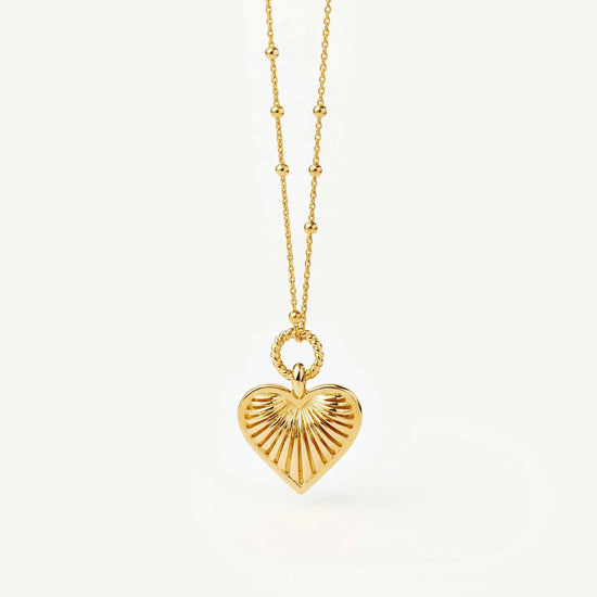 Ridge Heart Charm Pendant Necklace | 18ct Gold Plated Necklaces Missoma 
