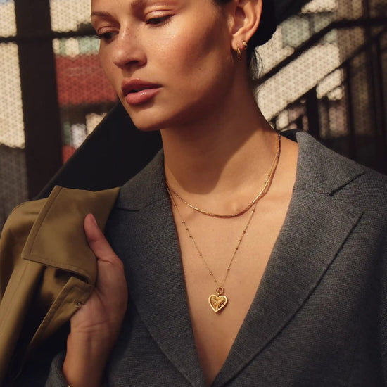 Ridge Heart Charm Pendant Necklace | 18ct Gold Plated Necklaces Missoma 