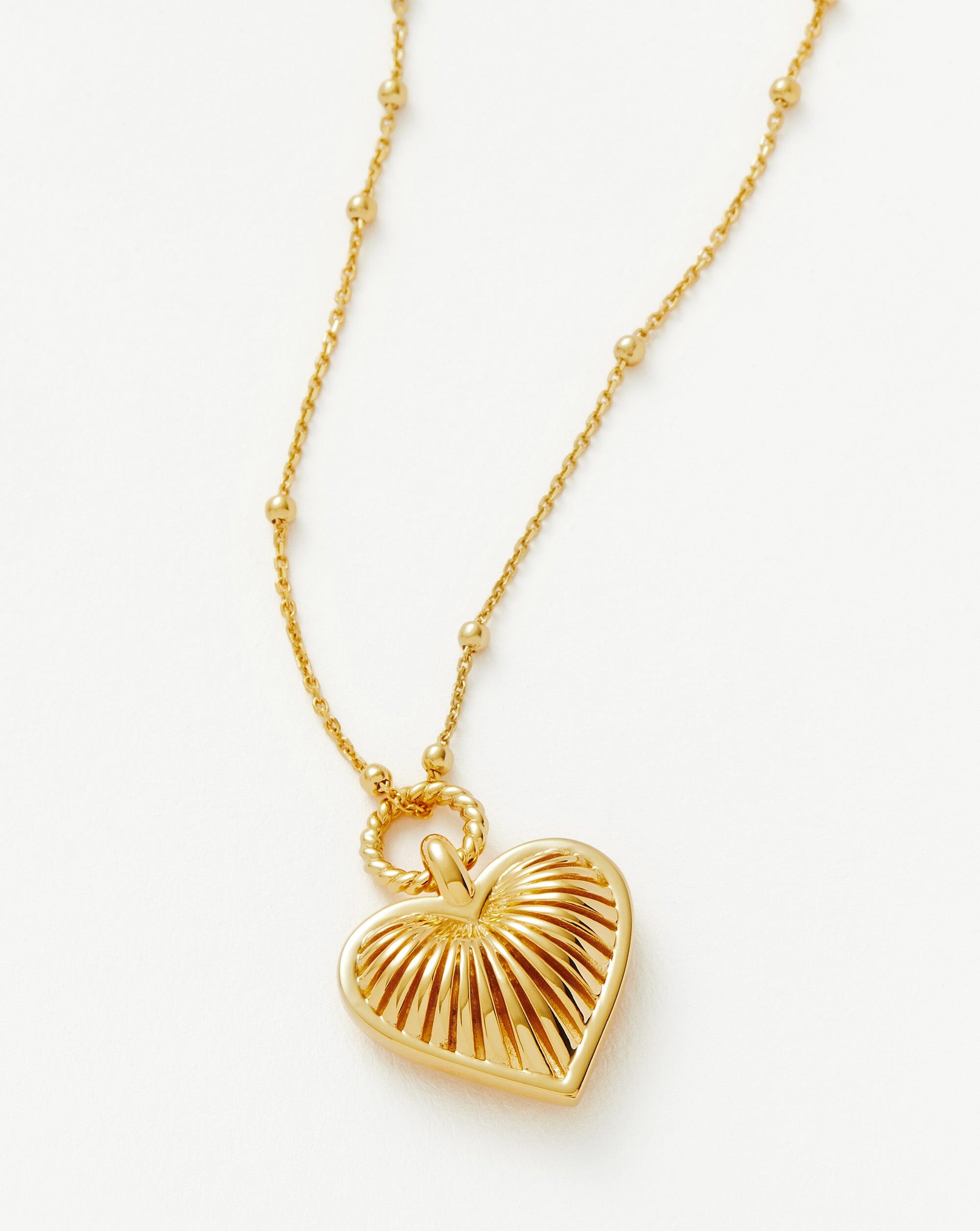 Ridge Heart Charm Pendant Necklace | 18ct Gold Plated Necklaces Missoma 