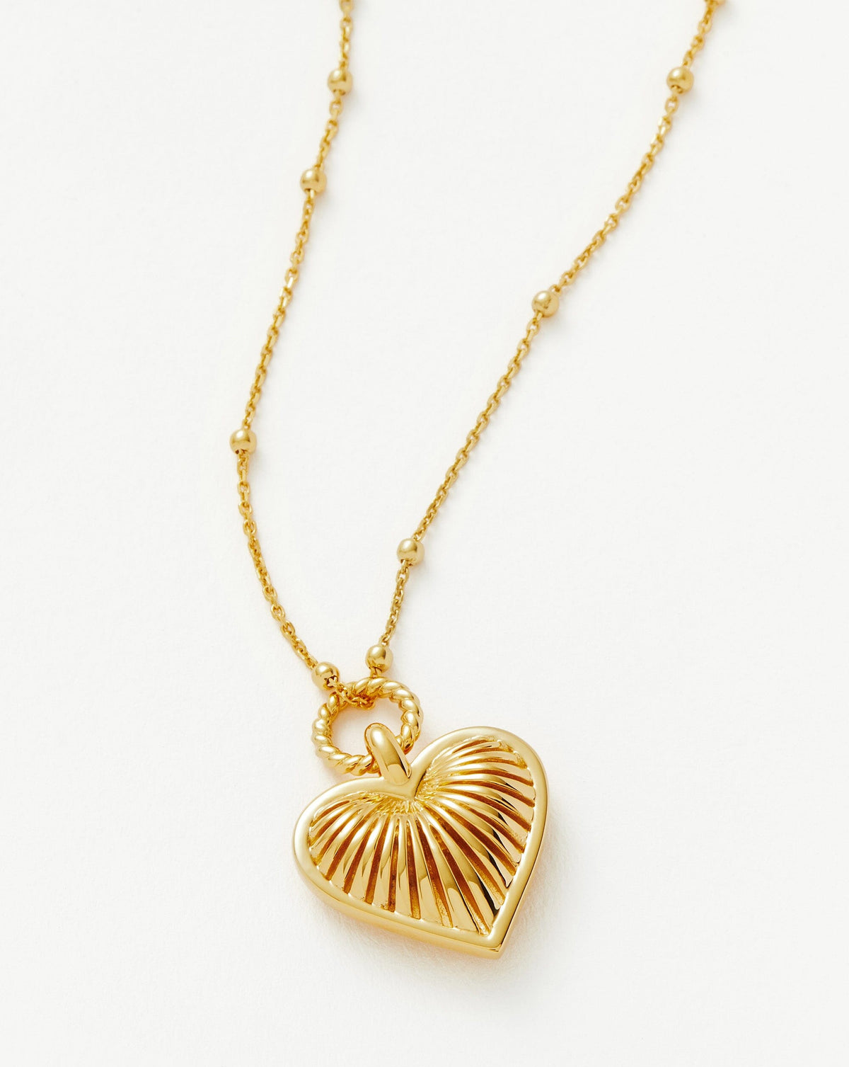 Ridge Heart Charm Pendant Necklace 18ct Plated
