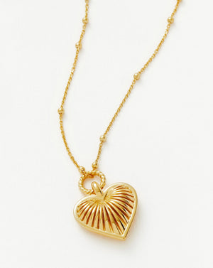 Ridge Heart Charm Pendant Necklace | 18ct Gold Plated Necklaces Missoma 