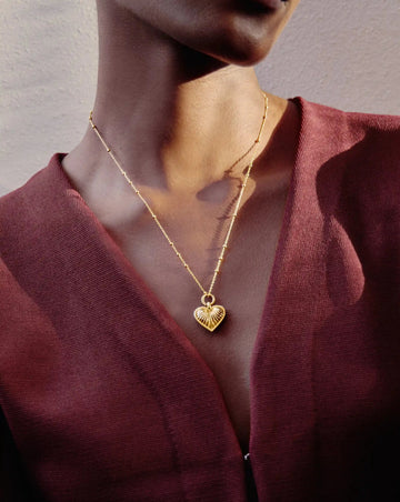 Ridge Heart Charm Pendant Necklace | 18ct Gold Plated Necklaces Missoma 