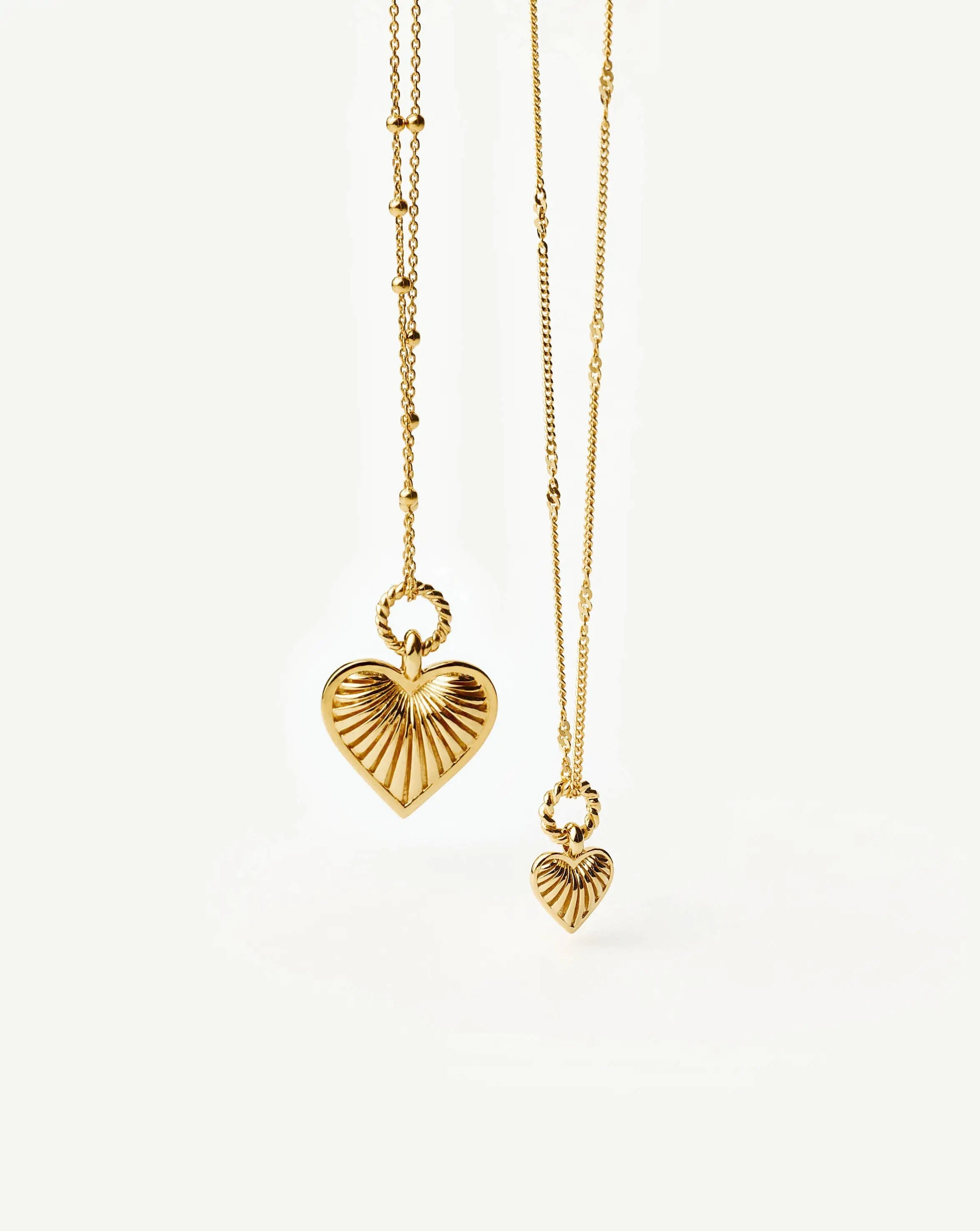 Ridge Heart Charm Pendant Necklace | 18ct Gold Plated Necklaces Missoma 