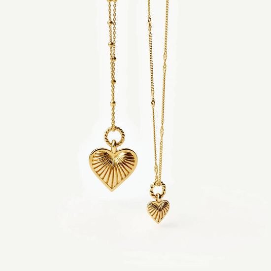 Ridge Heart Charm Pendant Necklace | 18ct Gold Plated Necklaces Missoma 