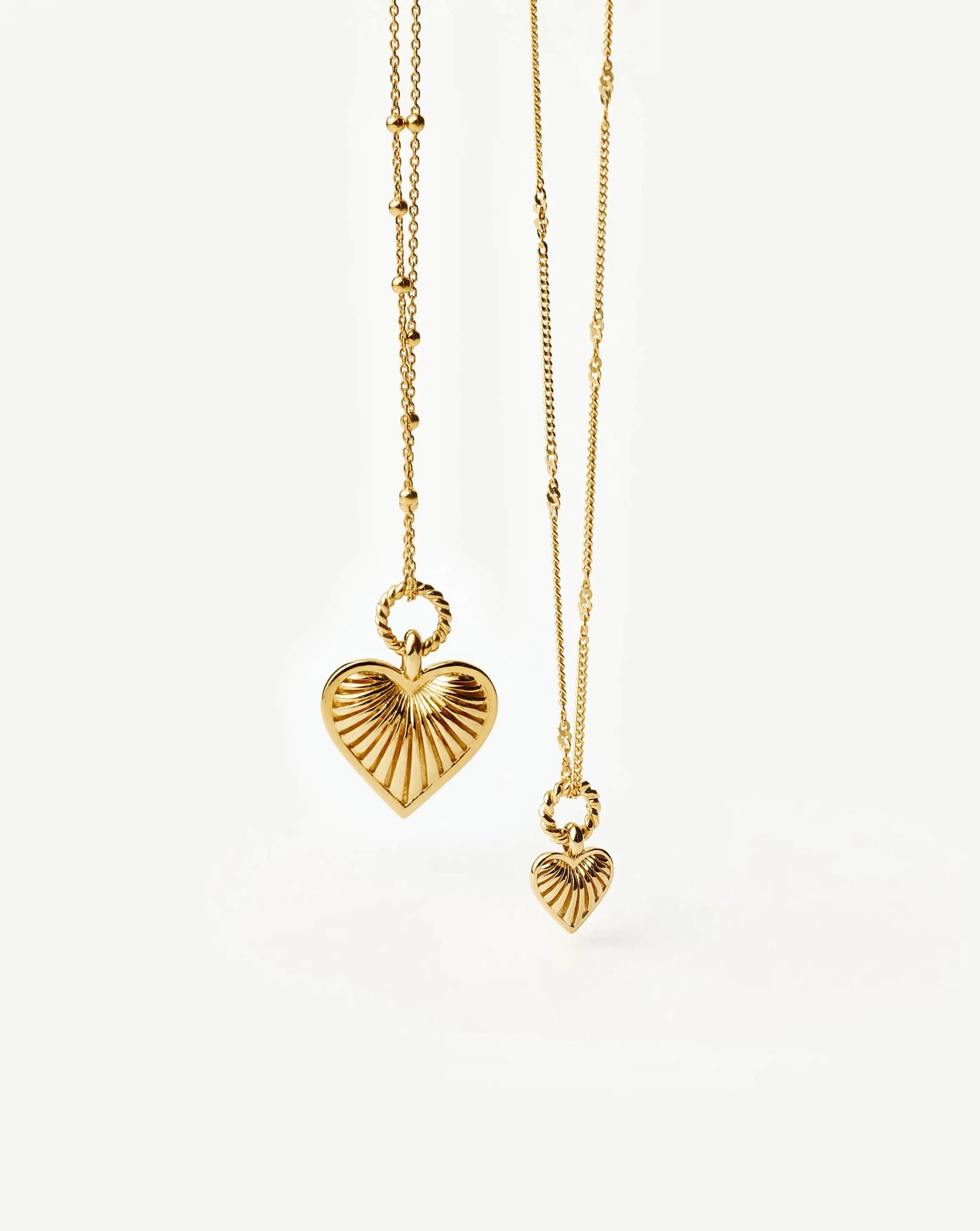 Ridge Heart Charm Pendant Necklace | 18ct Gold Plated Necklaces Missoma 
