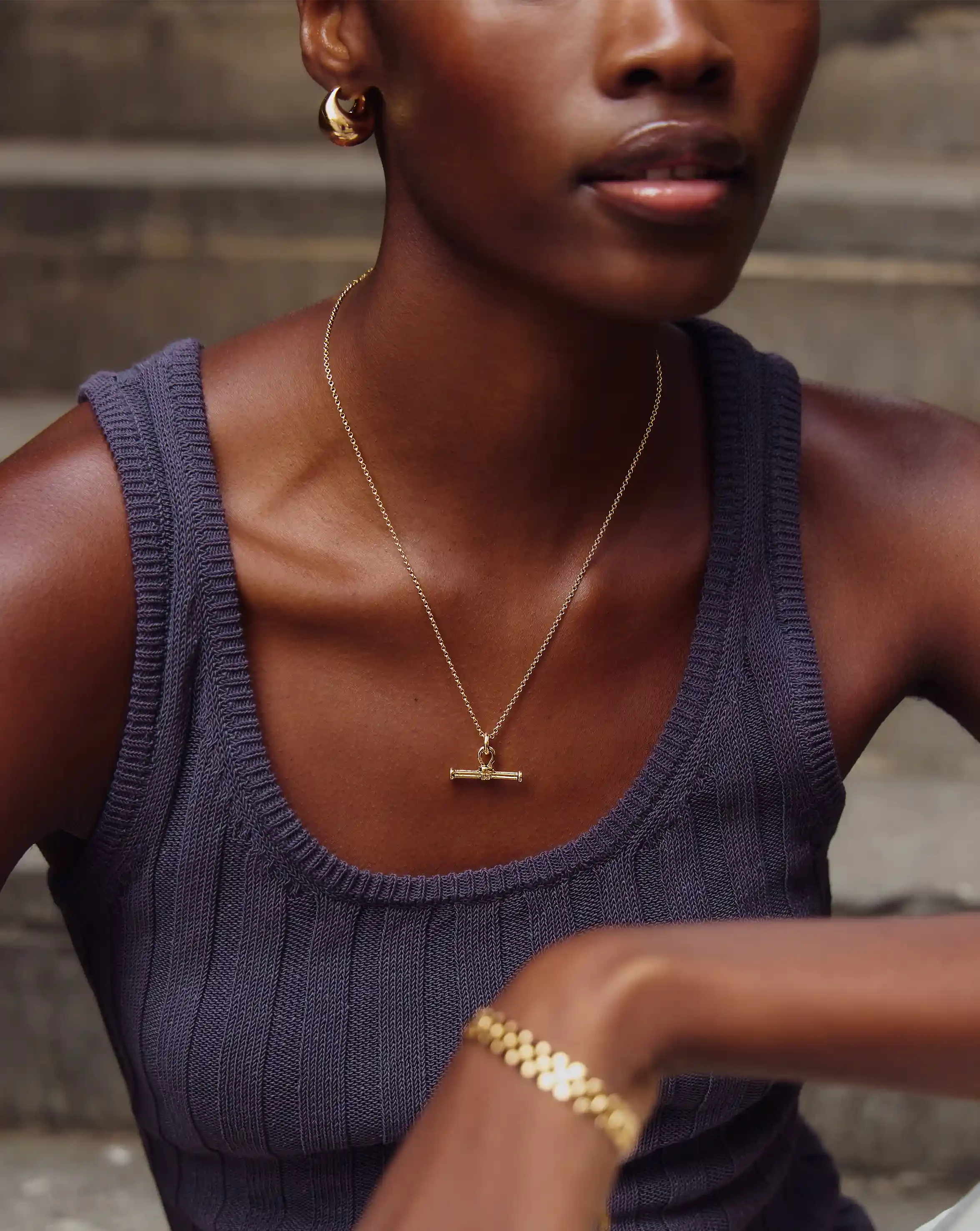 Ridge T-Bar Chain Necklace | 18ct Gold Plated Necklaces Missoma 