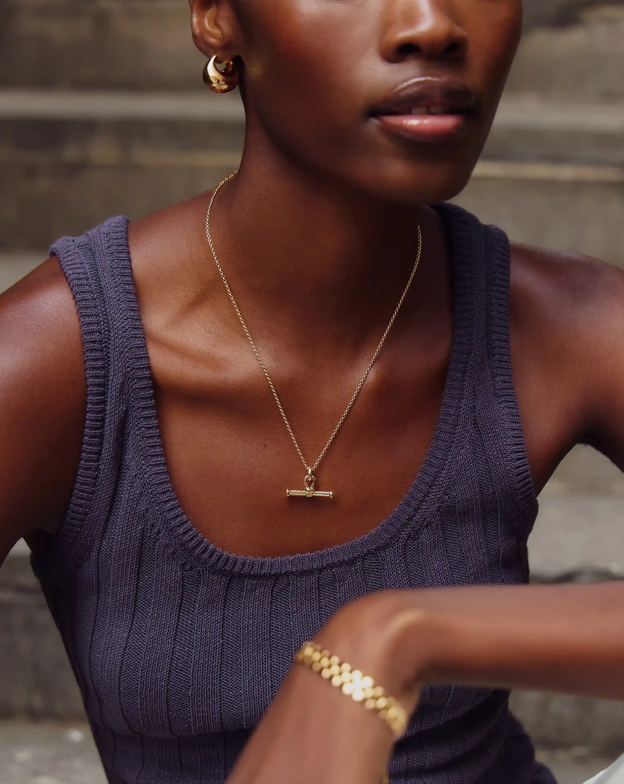 Ridge T-Bar Chain Necklace | 18ct Gold Plated Necklaces Missoma 